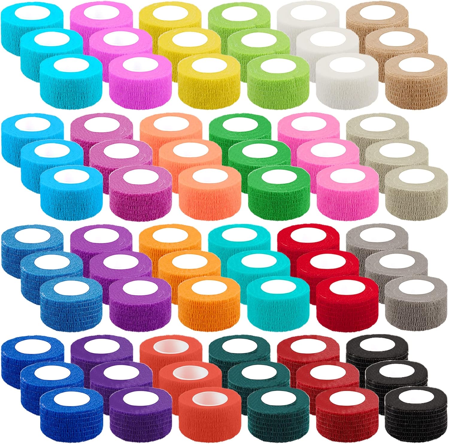 BQTQ 72 Rolls Self Adhesive Bandage Wrap 1 Inch Self