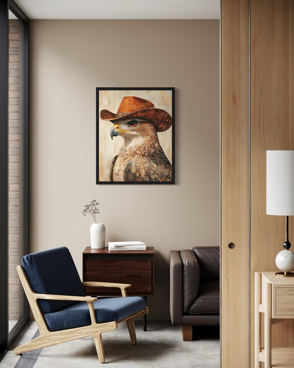 Hawk Cowboy Art Print Poster Wall Art, Western Country Farmhouse Wild West for Bedroom, Bathroom, Living Room Art Decor 58 (Hawk, 20"L x 16"W, Unframed)