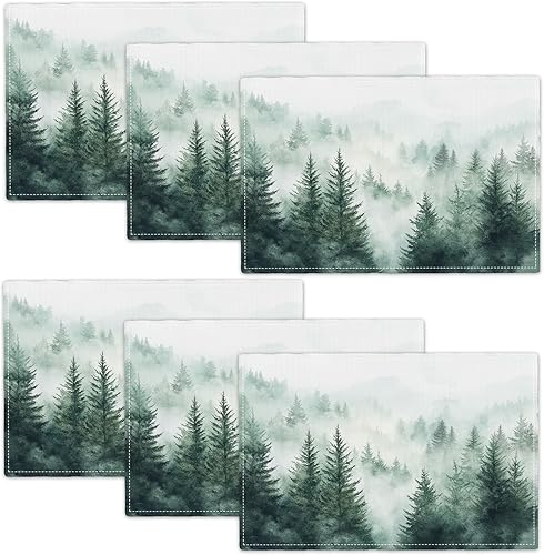 Miniatura 53 de Juego de 6 manteles individuales de flores amarillas de granja, manteles individuales rústicos florales, manteles individuales de primavera lavables