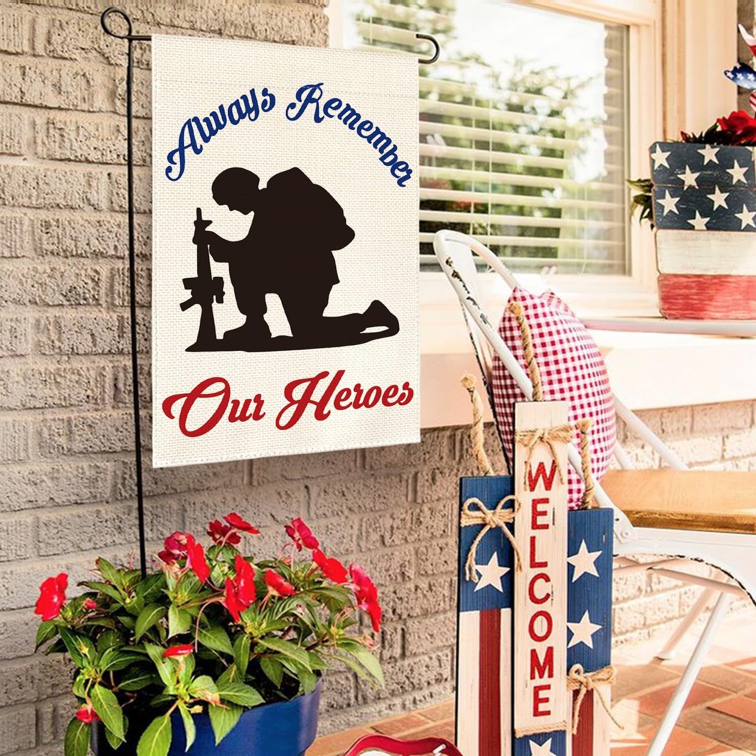 AVOIN colorlife Memorial Day Always Remember Our Heroes Garden Flag 12x18 Inch Double Sided, Military Soldiers Patriotic Veteran Yard Outdoor Decoration - Image 4