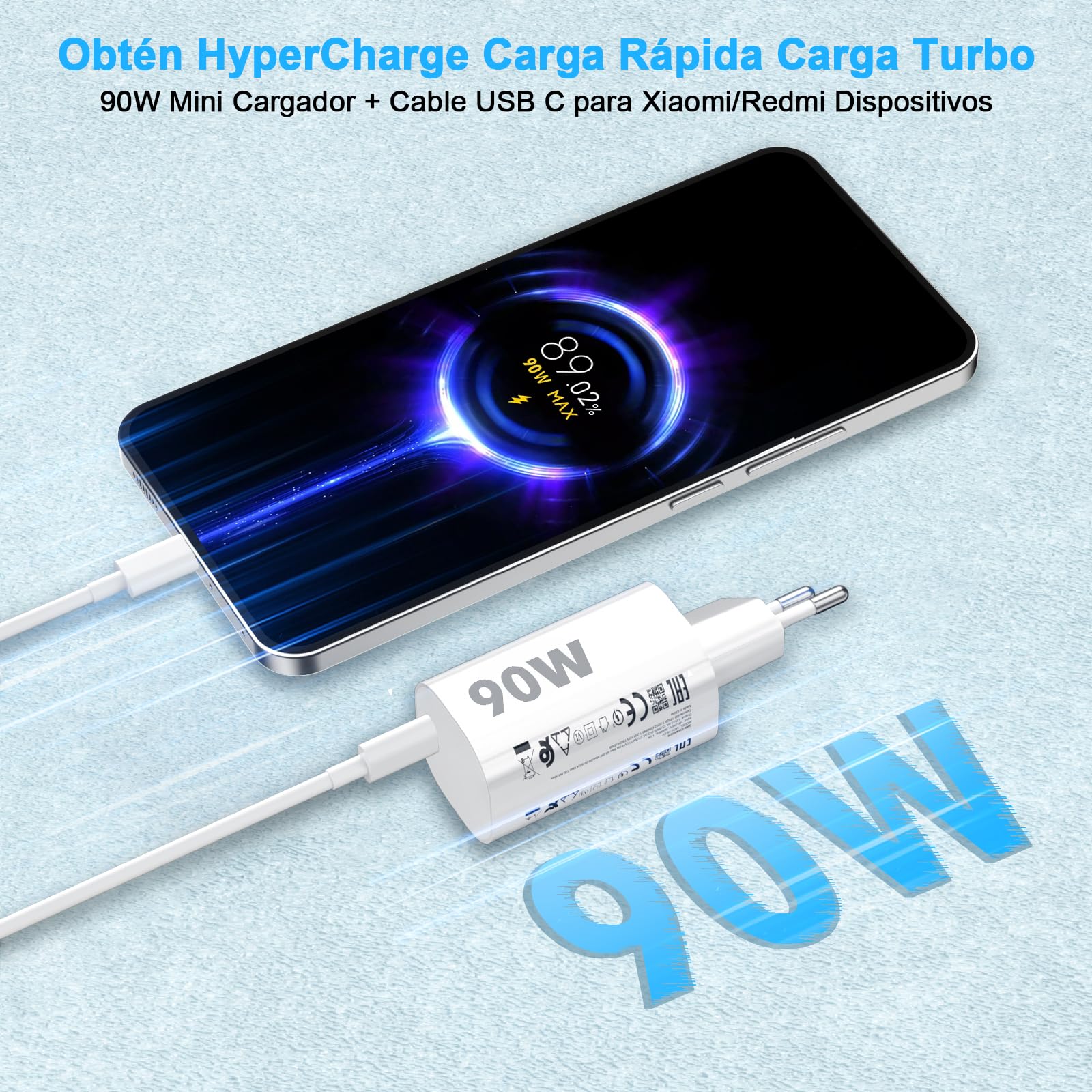 Chargeur Mini 90 W et câble pour Xiaomi Poco X7 Pro 5G F7 F6