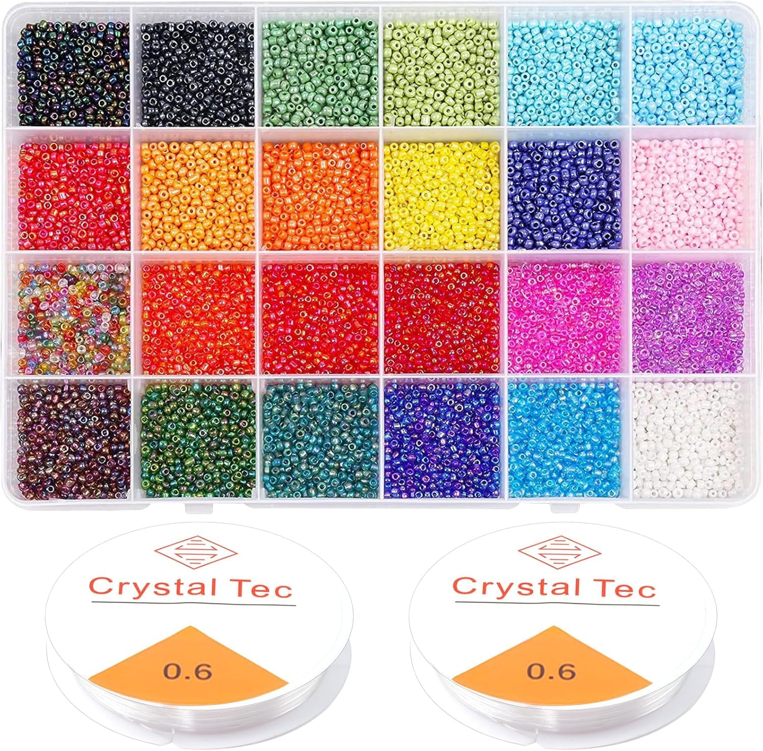 Prettme 9600Pcs 3mm Glass Seed Beads for Jewellery Making Kit, 8/0 Rainbow Small Craft Beads for Friendship Bracelets, Necklaces & Crafting — image 1