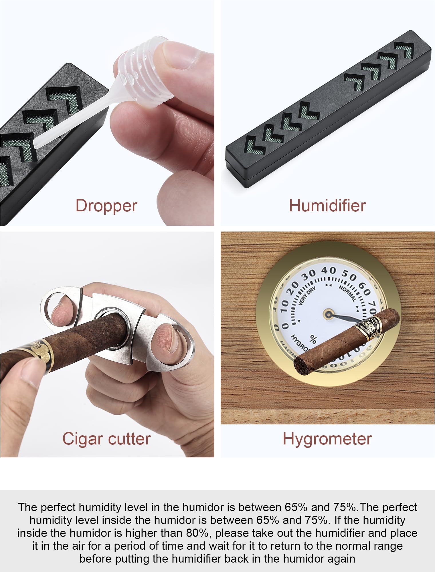 Joyoldelf Set di posacenere per sigari in legno massello, 5 in 1, con supporto per vino, umidificatore per sigari in cedro, posacenere in metallo, fessure, cassetto, accessori per sigari da uomo,