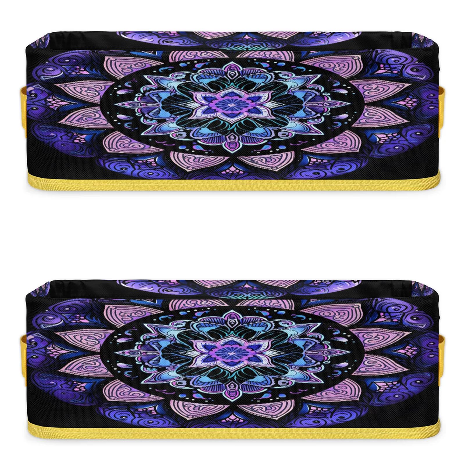 Fantastic Mandala Pattern Bathroom Storage Basket Waterproof Foldable Storage Bins with Handles Decorative Toilet Paper Storage Basket for Organizing for House Bathroom Toiletries Set of 2