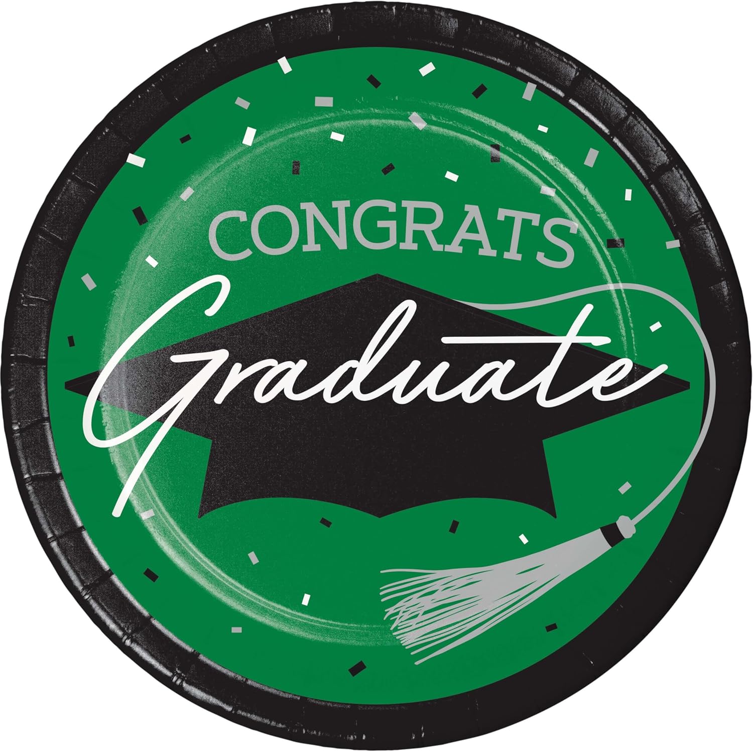 Trendware School Spirit Green Graduation Dessert Plates, 54 Count