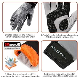 Palmyth Flexible Fishing Gloves Warm for Men and Women Cold Weather Insulated Water Repellent Great for Ice Fishing Fly Fishing Photography Motorcycling Running Shooting Cycling (Black/Grey, Large)