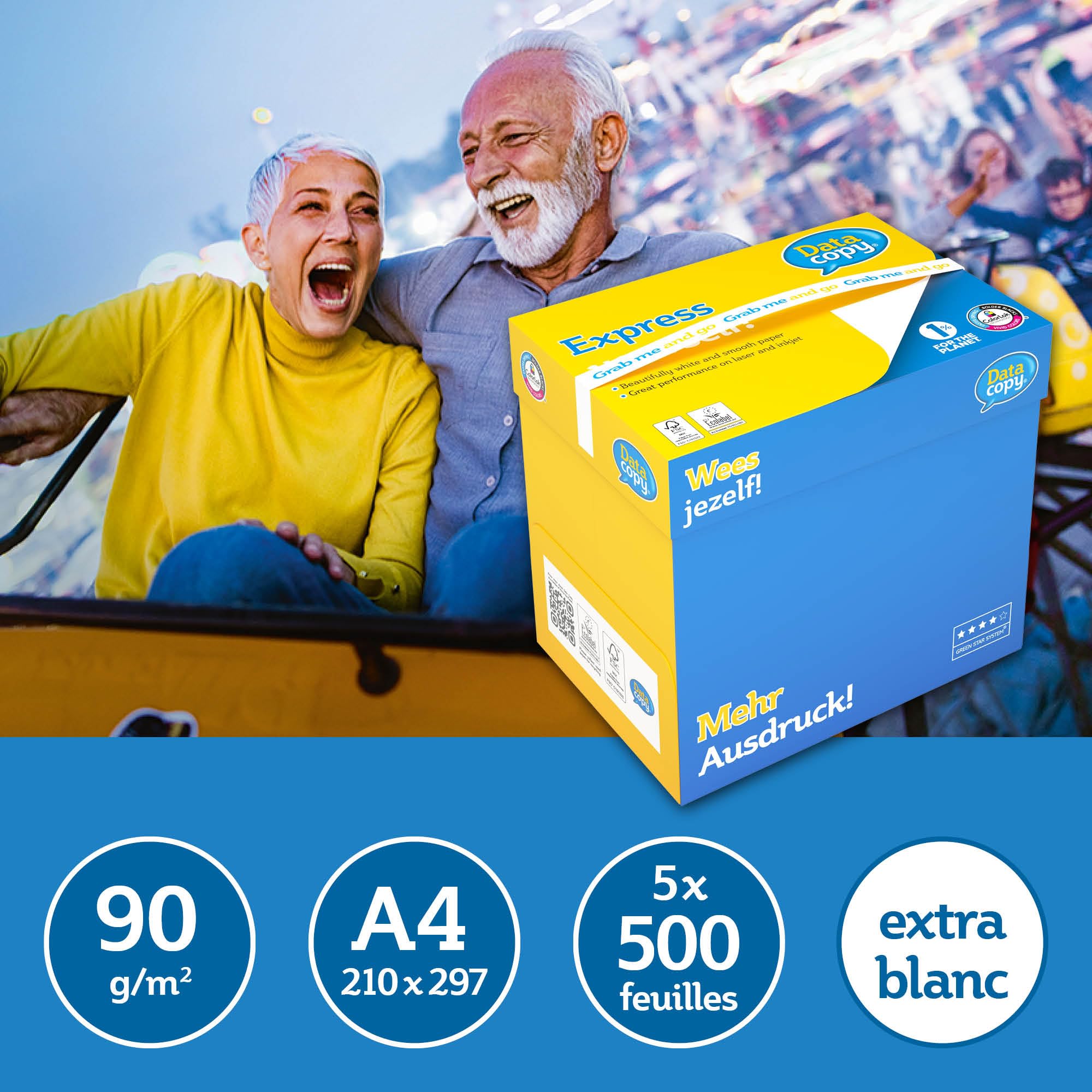 Data Copy - Papier premium Blanc 90 g/m² A4 - Carton de 5 x 500 feuilles