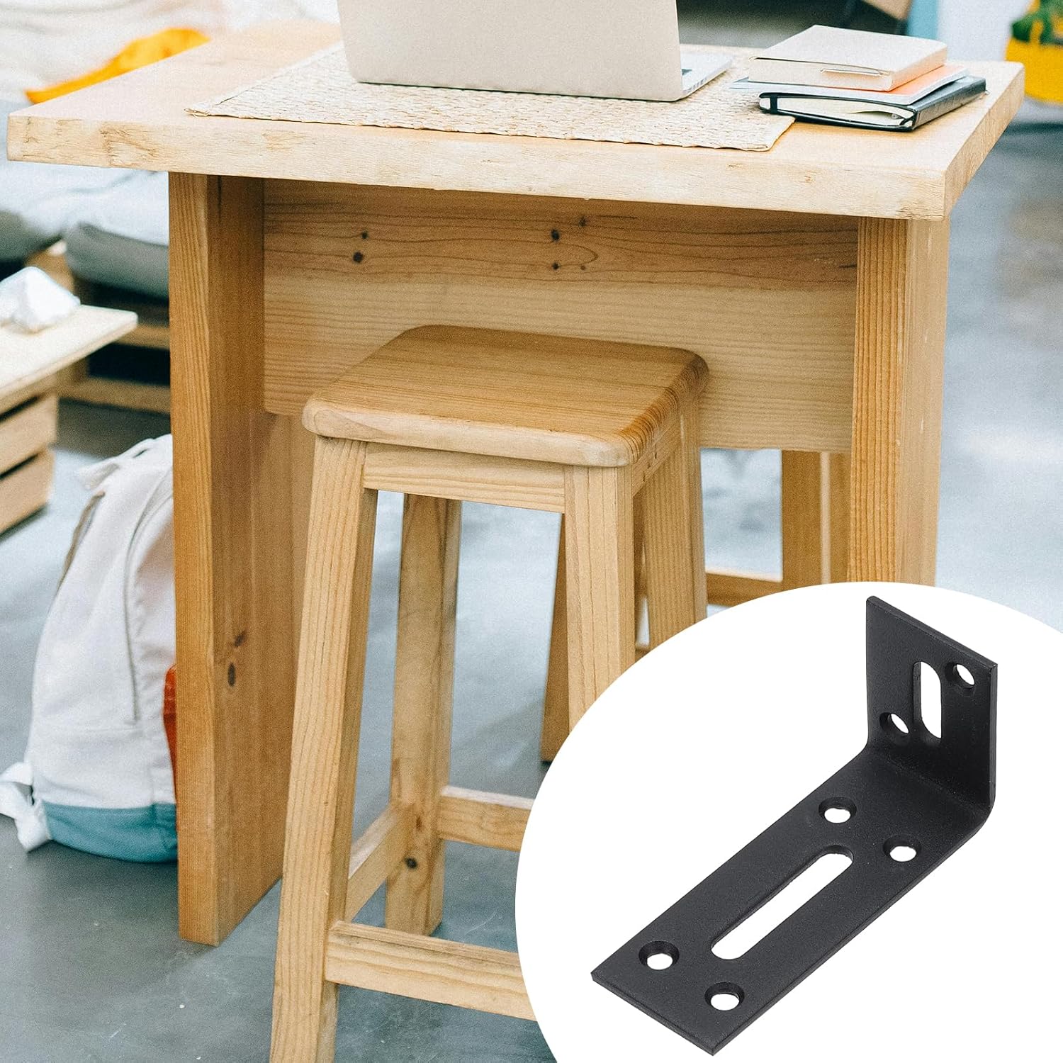PATIKIL 3" Adjustable l Bracket with Slot, 2 Pcs Floating Shelf Bracket Right Angle Corner Braces L-Shape Corner Brace for Wood Shelve Furniture Shelf, Black