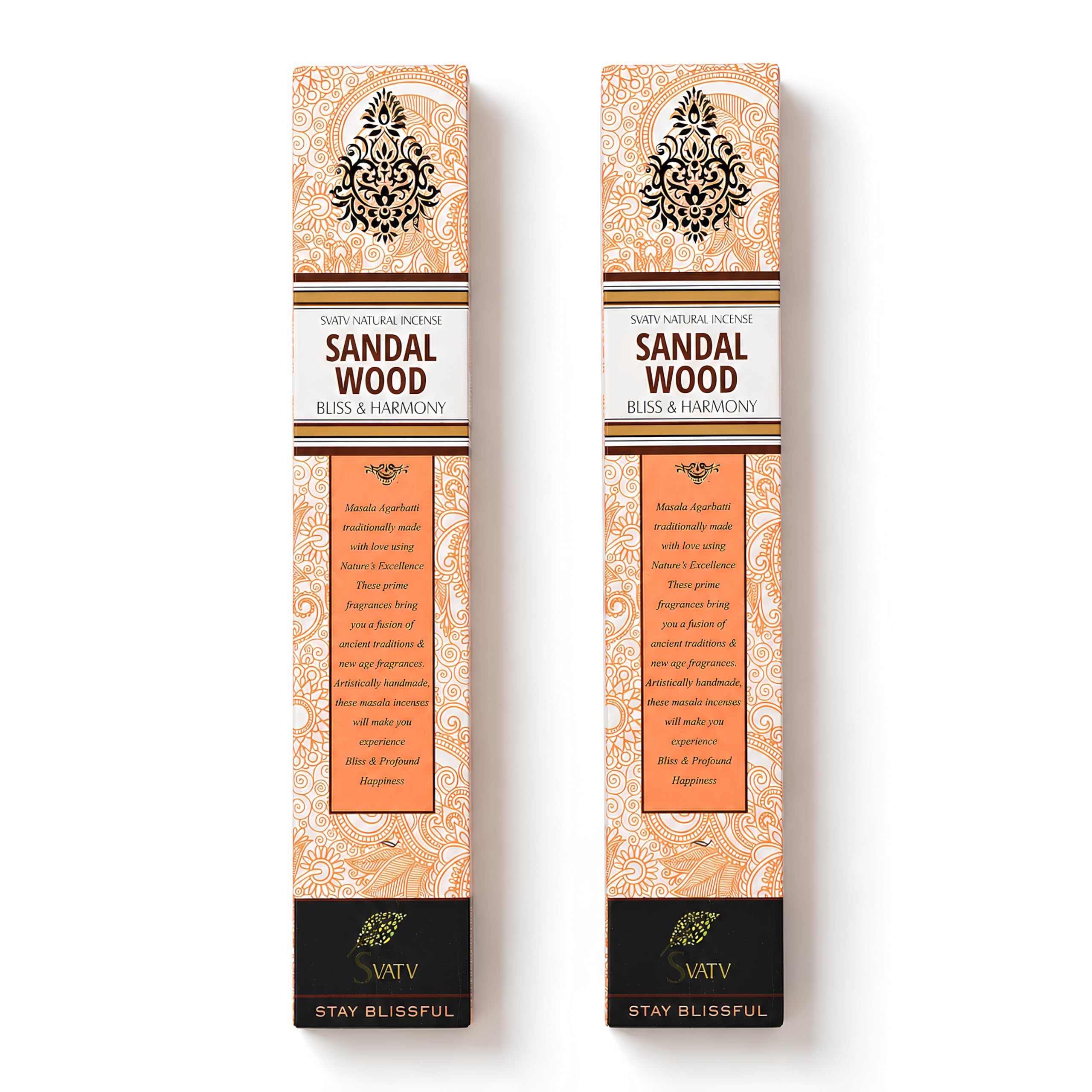 SVATV Herbal & Ancient Method Sandalwood Incense Stick with pack of 2 Incense for Meditation, Yoga, Spiritual, Aromatherapy Energy Cleansing & Calm Down The Mind - 15g x 2 incense | 30g | 1.05oz
