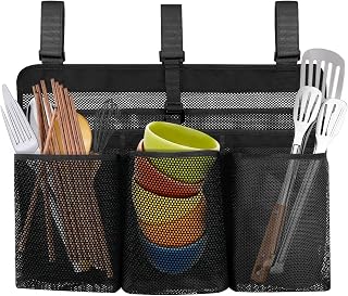 Dish Drying Rack 15.7 X 21.7 in, Lightweight Rv Camping Dish Drainer, Portable Mesh Organizer, Adjustable Straps, Black