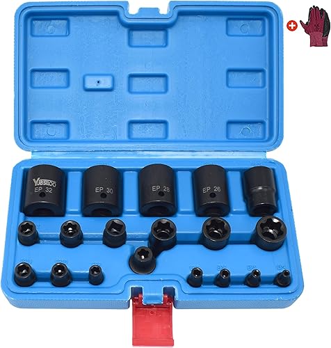 Juego de 19 llaves externas Torx Plus, compatibles con Tesla, 6 puntos EP Socket 12 pulgadas, 38 pulgadas, 14 pulgadas, Dr EP4 EP5 EP6 EP7 EP8 EP10