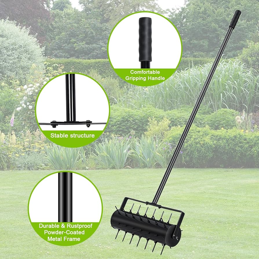 Gymax Rolling Garden Lawn Aerator Roller Home Grass Steel Handle | Canada