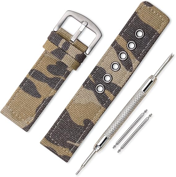 Amazon 時計ベルト 時計 ベルト ファブリック 18mm 20mm 22mm 24mm 時計 バンド 時計バンド 替えベルト 替えバンド ベルト 交換 ラバーベルト 防水 ラバーバンド ベルトだけ 時計ベルトラバー 22mm Camo Brown 時計バンド 腕時計 通販