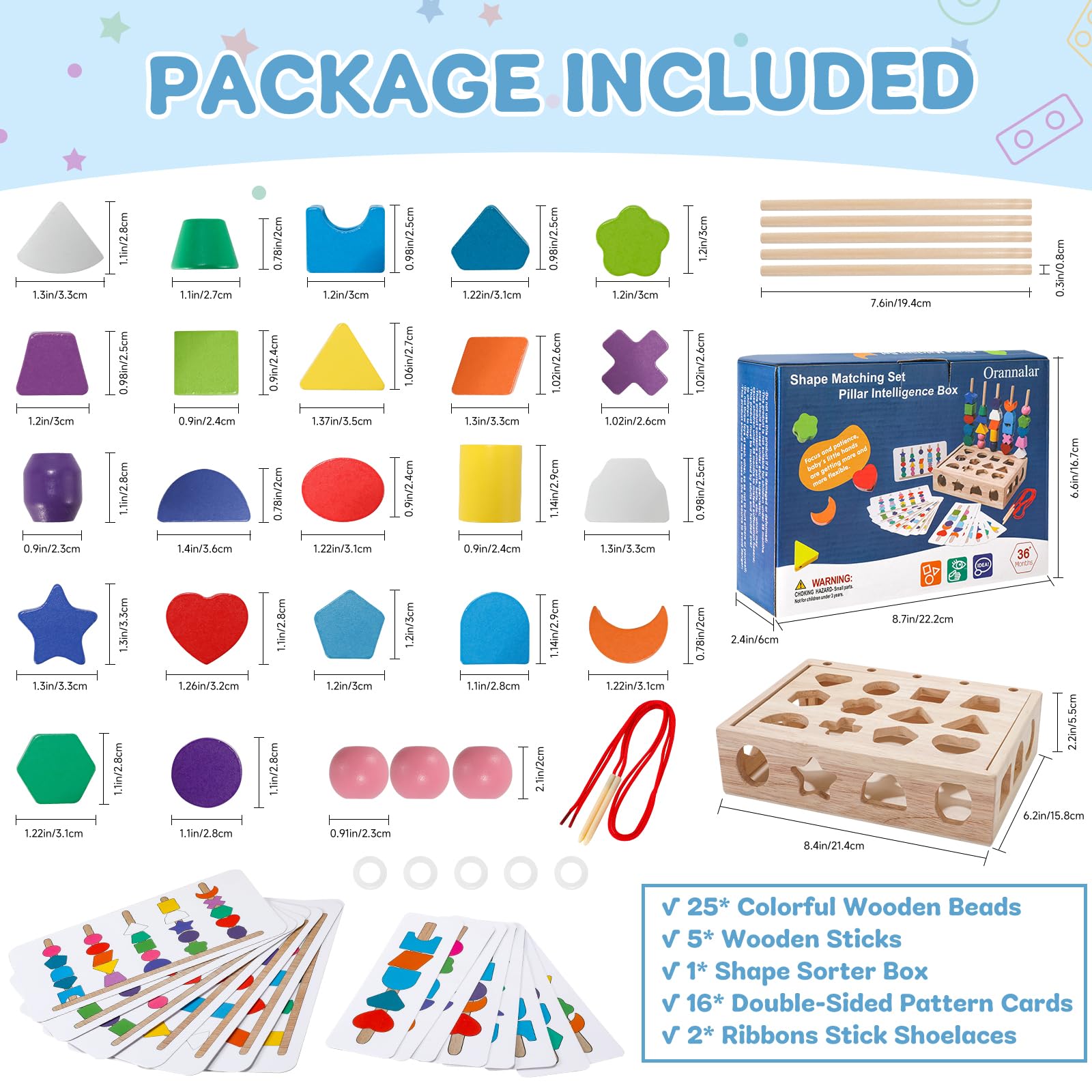 Juego de juguetes de secuenciación de cuentas de madera Montessori 3 en 1, clasificación de colores, apilamiento, formas geométricas, juego de cuentas de secuenciación, juguete de secuenciación 5
