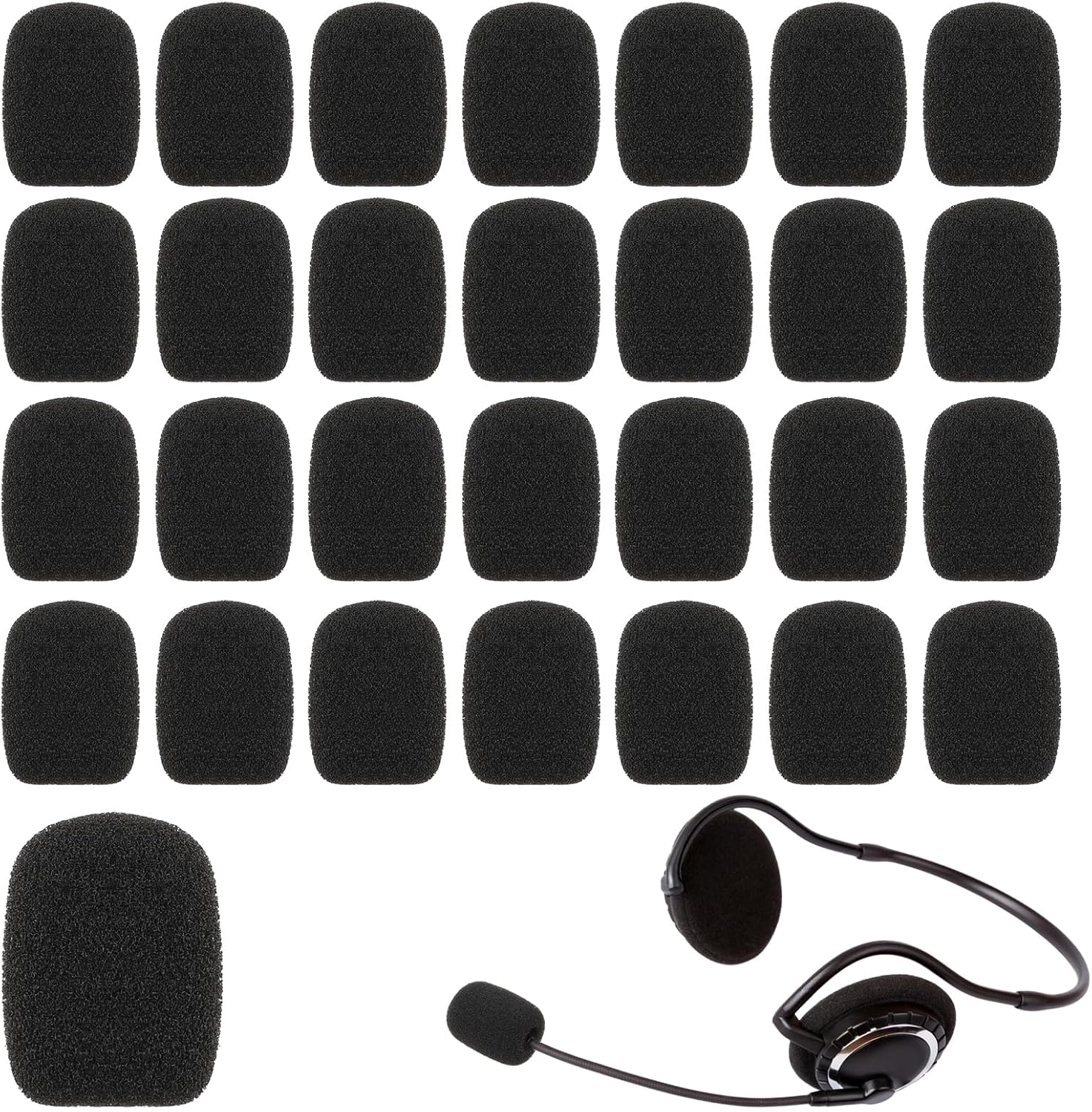 Molain 10/30Pcs Headset Microphone Covers Foam, Noise Reduction Lapel Headset Microphone Sponge