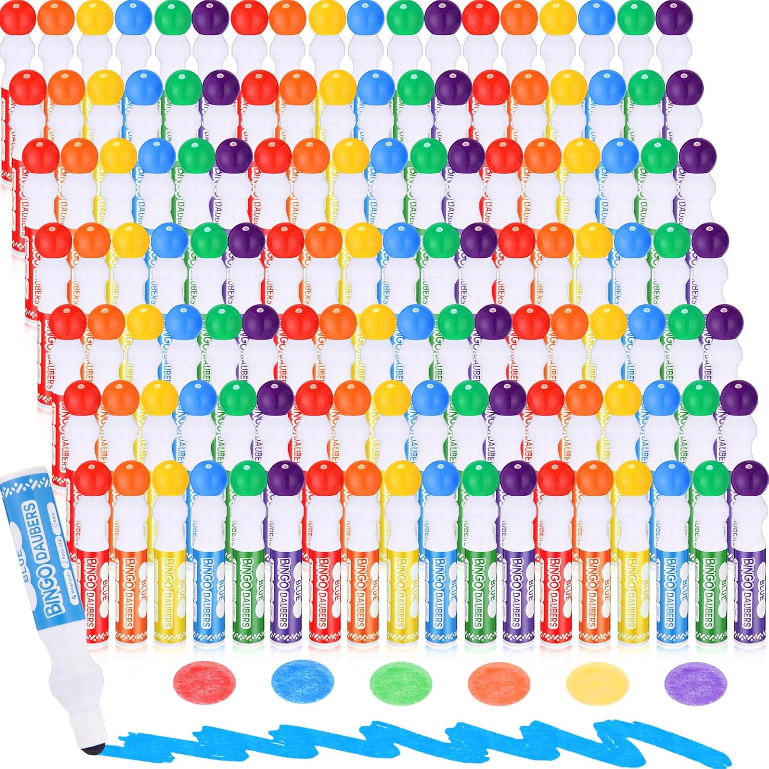 Crtiin 96 pack Mixed Colors Set of Bingo Daubers Dot Markers Bingo Supplies in 6 Colors Dot Art Markers Paint Craft Ideal for Art and Crafts Painting Supplies Drawing Coloring Class Gift