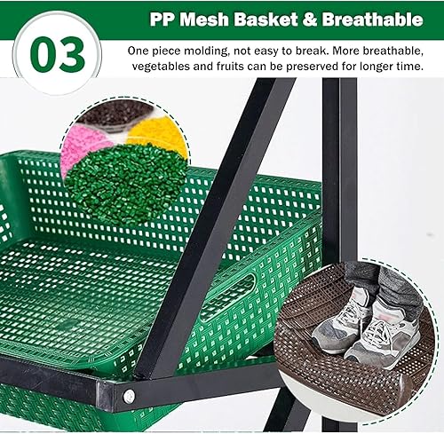 Miniatura 5 de Shelves 4/5 Tier Commercial Supermarket Fruit Rack Vegetable Shelf, Retail Display Rack, Large Capacity Snack Storage Basket for Pantry/Retail