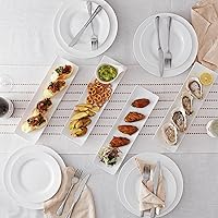 Vista 5 de DOWAN 14" Sushi Plate Set of 4 - Long Rectangle Plates and Cracker Trays for Serving - White Ceramic Platters for Party and Entertaining
