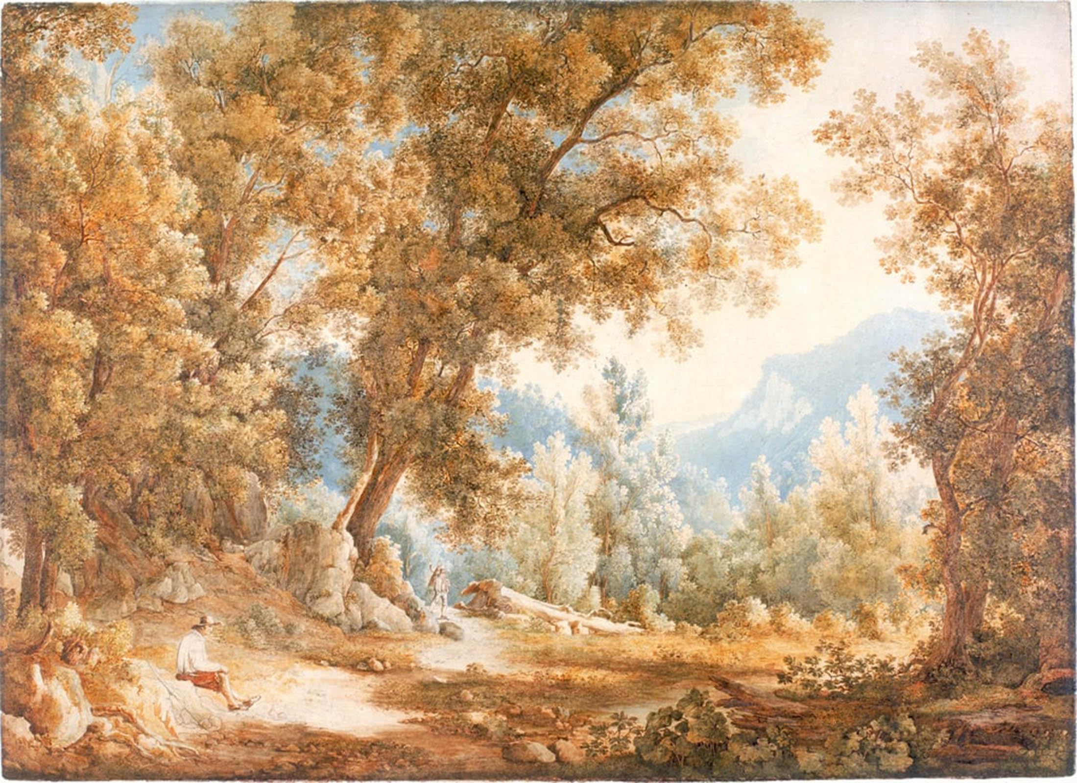 ARTXLXXBN Famous Painting Canvas Artwork Graffiti Print Landscape with Figures by William Westall Portrait Canvas Image for Home Decor 60x90cm