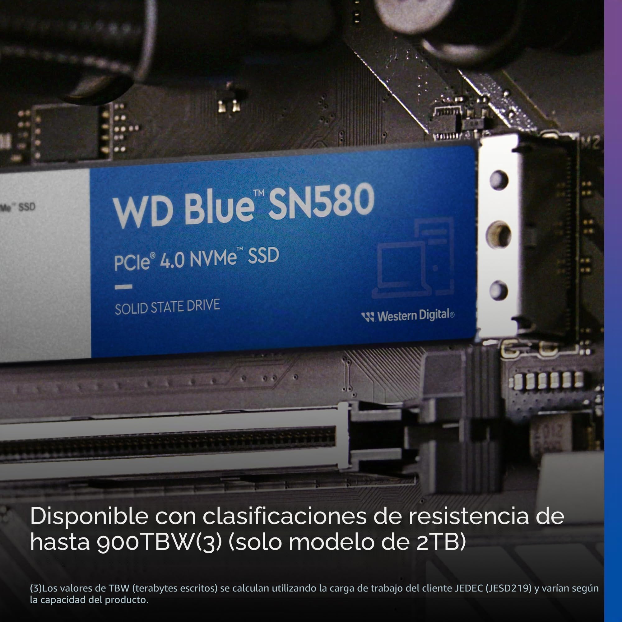 内蔵型SSD Western Digital WD Blue SN580 1TB SSD WD Blue SN580 1 TB, M.2 NVMe SSD, PCIe Gen4 x4, con hasta 4.150 MB