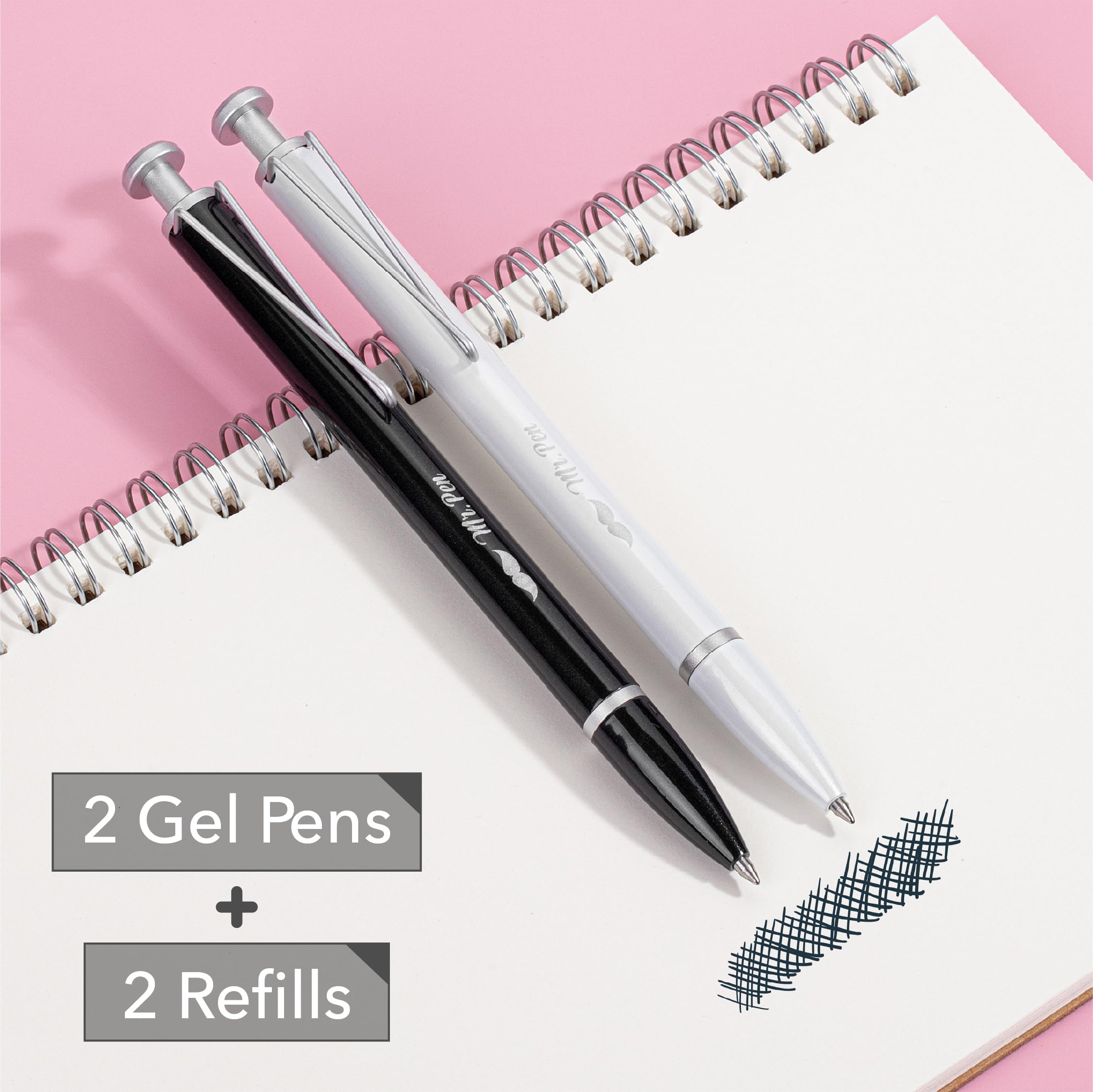 Mr Pen- Metal Retractable Gel Pens 2 Pack Black Ink 2 Refills Fine Point 0 7 mm Fast — view 2
