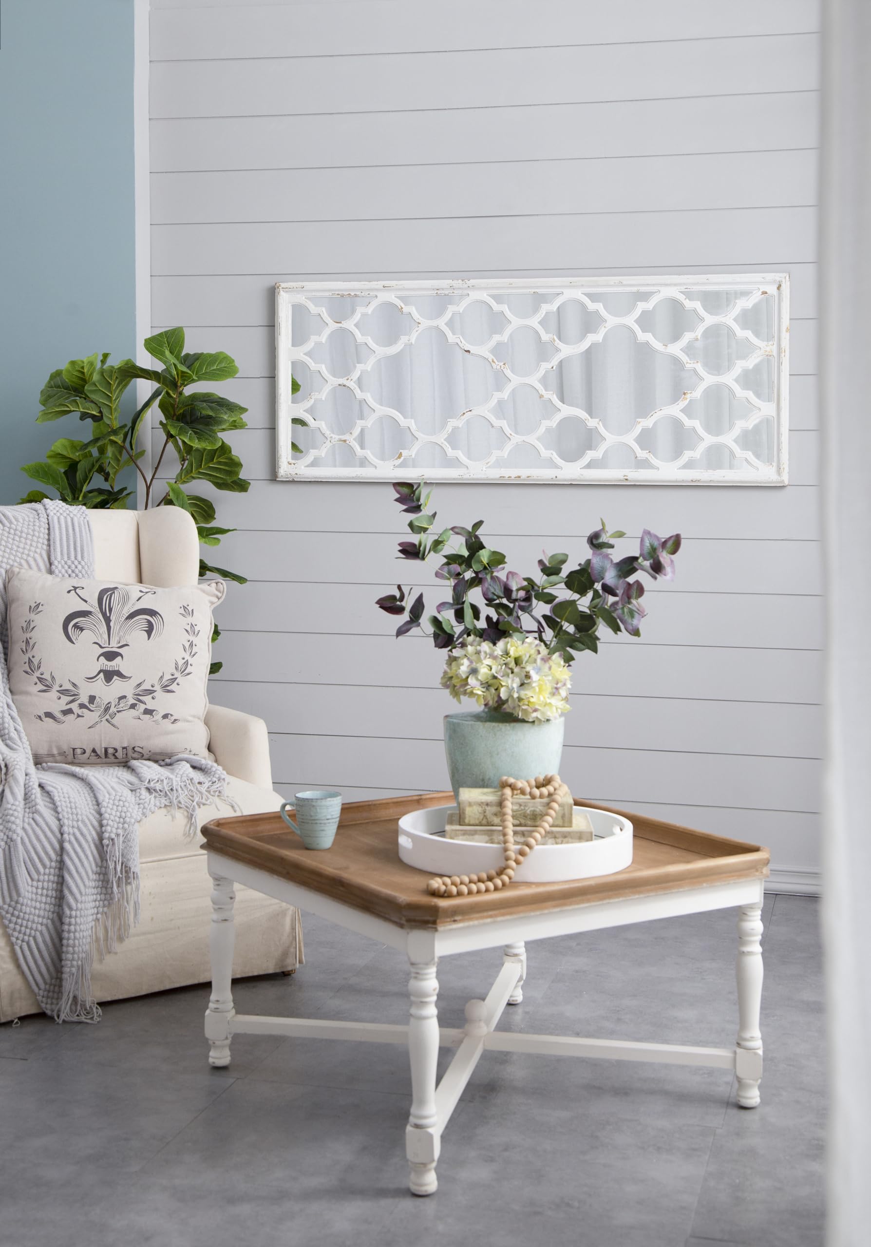 sofutoo Enhance Space with Distressed White Full Body Mirror, Classic Style, Elegant Design for Bathroom, Bedroom or Living Room