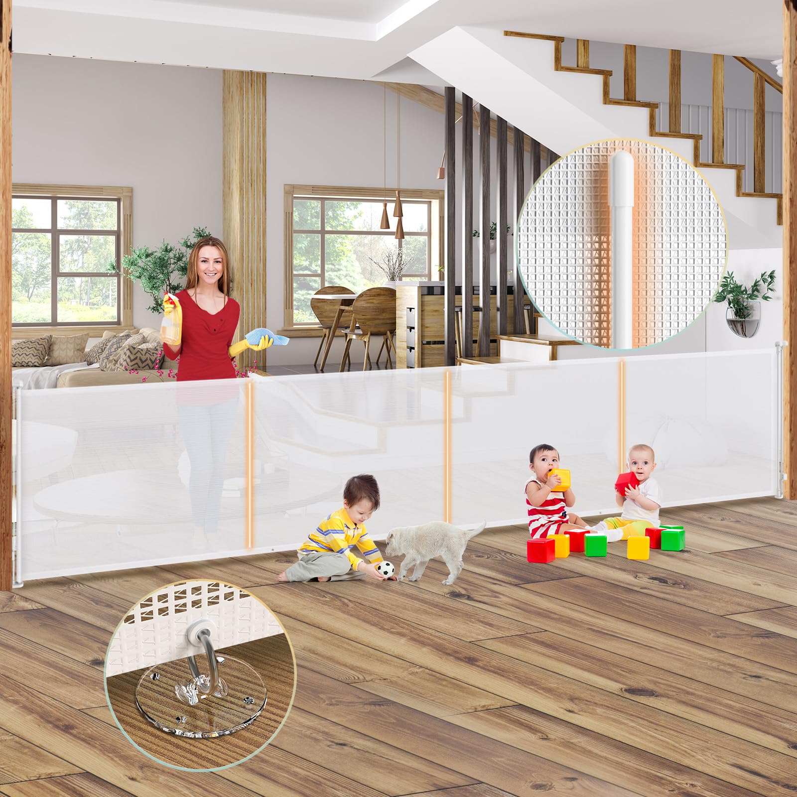 160'' Retractable Baby Gates Extra Wide, 42