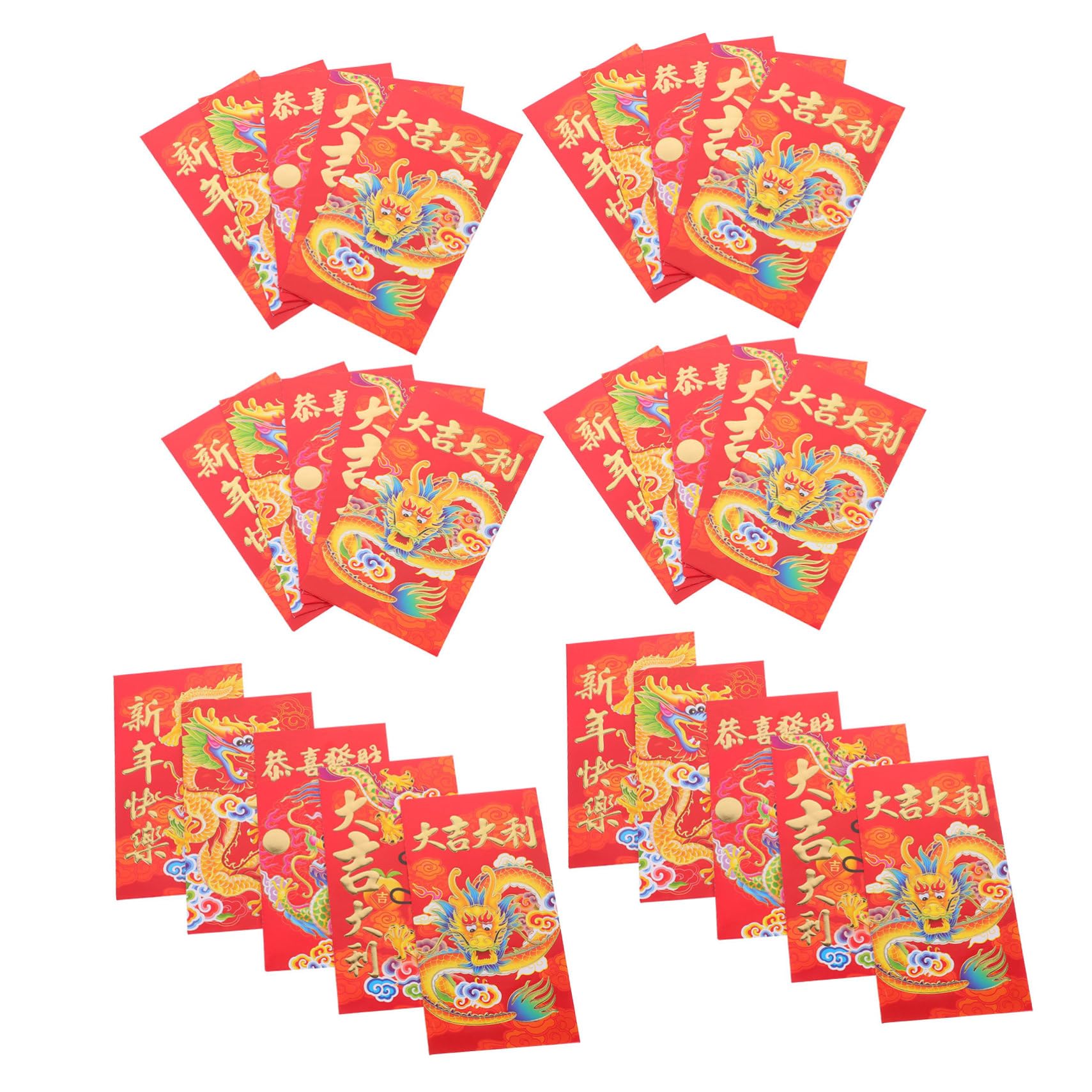 Operitacx 10 Ensembles Enveloppe Rouge Enveloppe D'argent Rouge Paquets De Papier Dragon Plaine present Boom Portefeuille Paquet Créatif De Papier 30 Pièces * 10