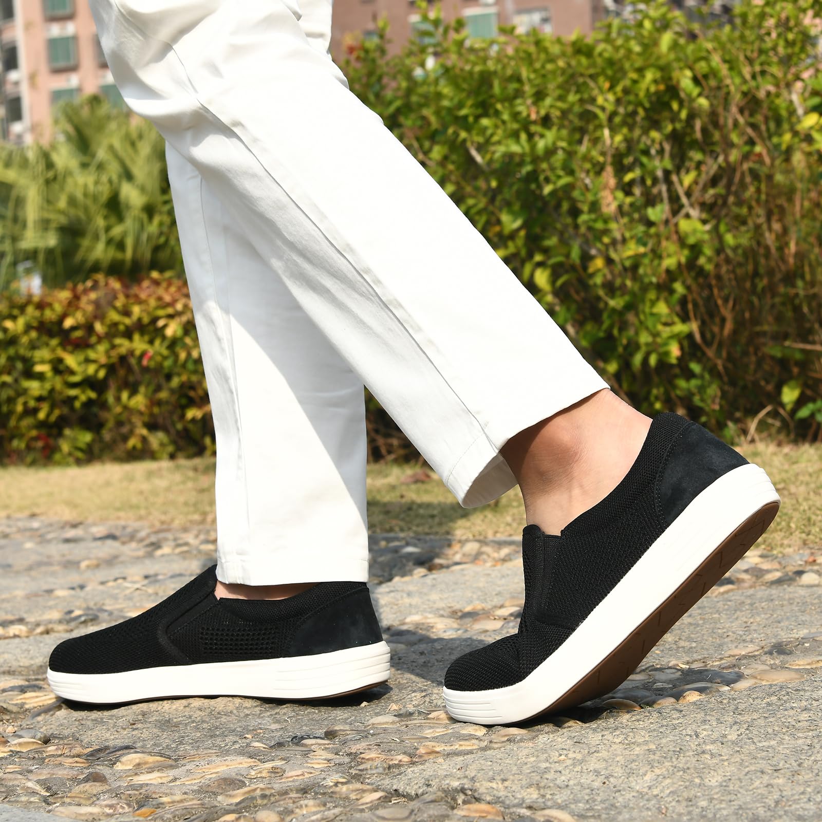 Puxowe Mocassins Slip-on pour Hommes Baskets en Maille Respirantes et Confortables Chaussures de Marche Légères et Décontractées