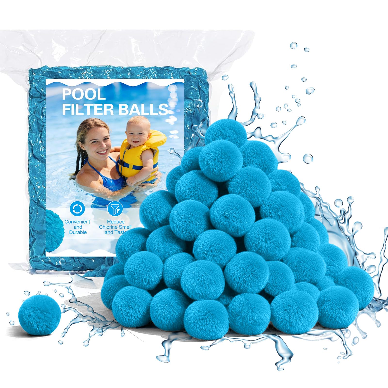 Photo 1 of 3.1 lbs Pool Filter Balls for Sand Filters, Reusable Pool Sand Filter Ball (Replaces 100 lbs of Sand), Efficient & Lightweight Pools Sand Filters Balls for Swimming Pools, Filter Pumps (Blue, 3.1lbs)