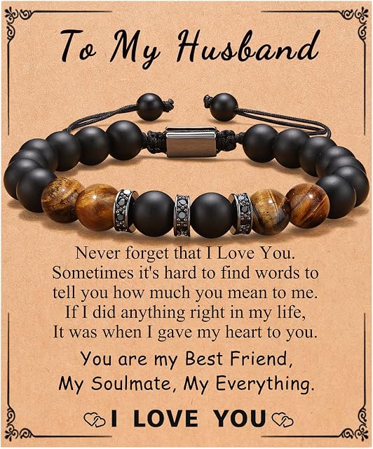 D Dongjiangjin Gift Mens Gifts for Boyfriend Husband Fiance Soulmate, To My Love Soulmate Grandpa Dad Son Grandson, Brother Anniversary Christmas Bracelet Gifts for Him