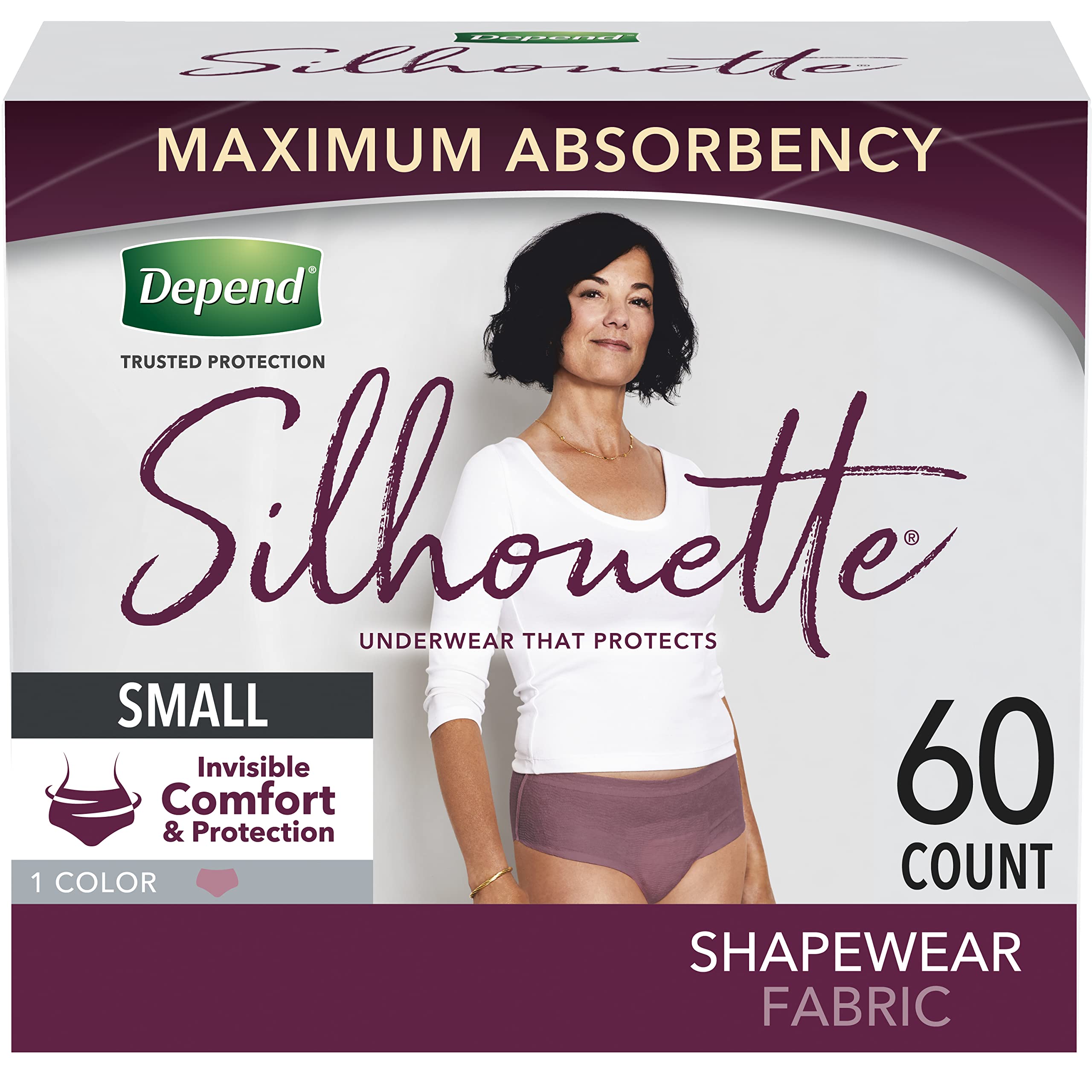 Buy DependSilhouette Adult Incontinence and Postpartum Underwear for Women, Small (2634" Waist