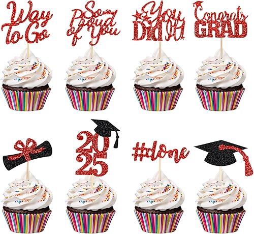 Miniatura 10 de 32 adornos para magdalenas de graduación 2023, azul y plateado, clase de 2023, adornos para magdalenas, graduación 2023, para decoraciones de fiesta