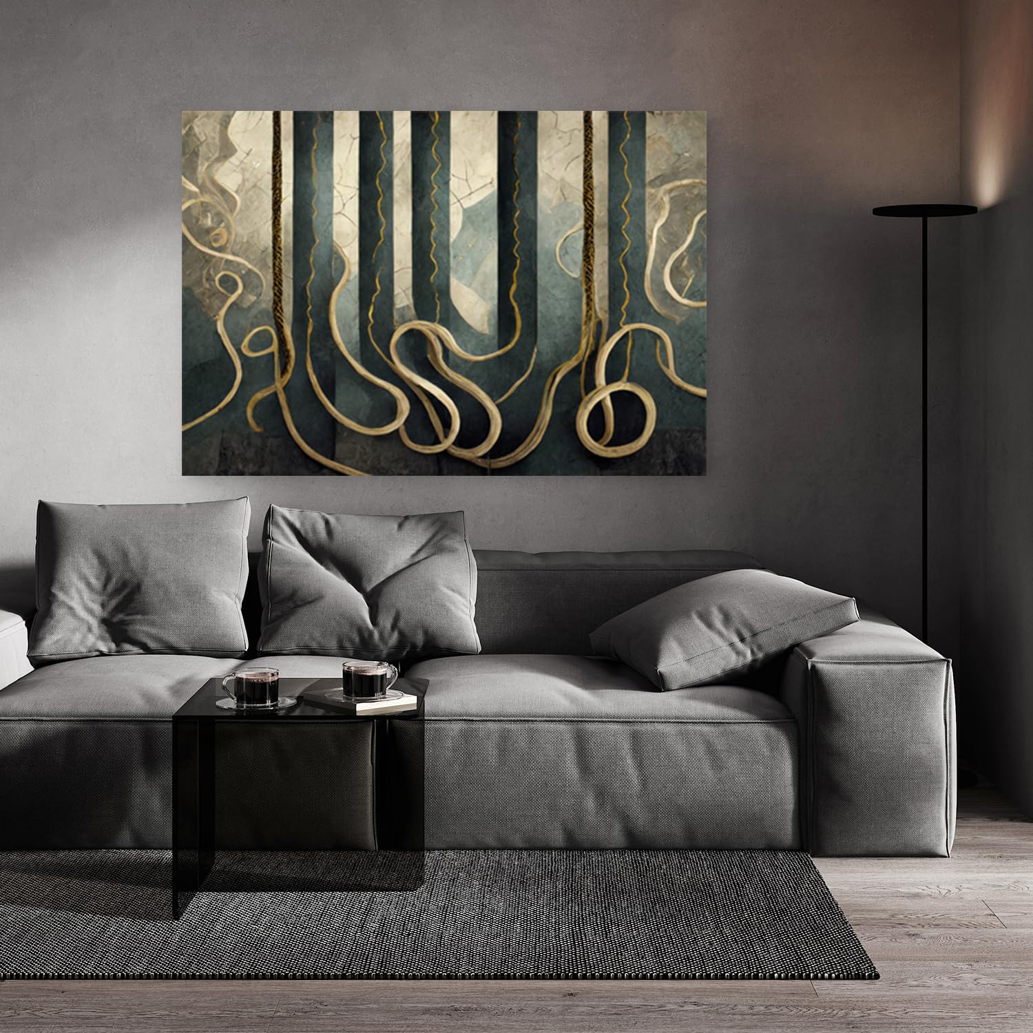Feeby Impression sur toile - Minimalisme Lignes abstraites - decoration chambre - 90x60 cm - decoration murale - decoration maison - Moderne - ART - poster mural