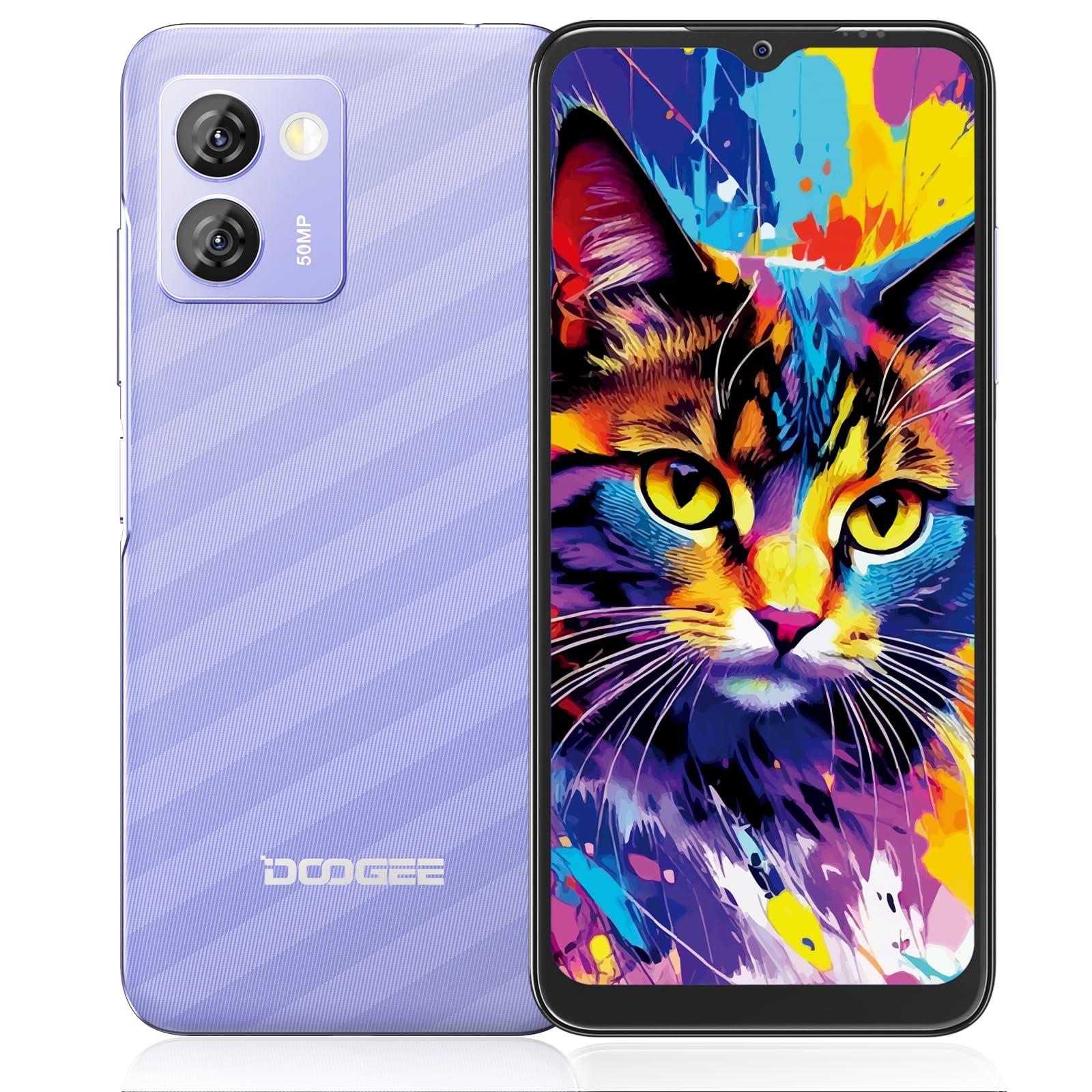 DOOGEE N50 Pro Smartphone Android 13, 20GB+256GB/TF1TB, 6.52" HD+Telefono Cellulare, Octa-Core, 4200mAh, 50MP+8MP, 4G Dual SIM Telefono, Fingerprint/Face ID/GPS/Modalità Panorama/Tipo C/OTG,Viola