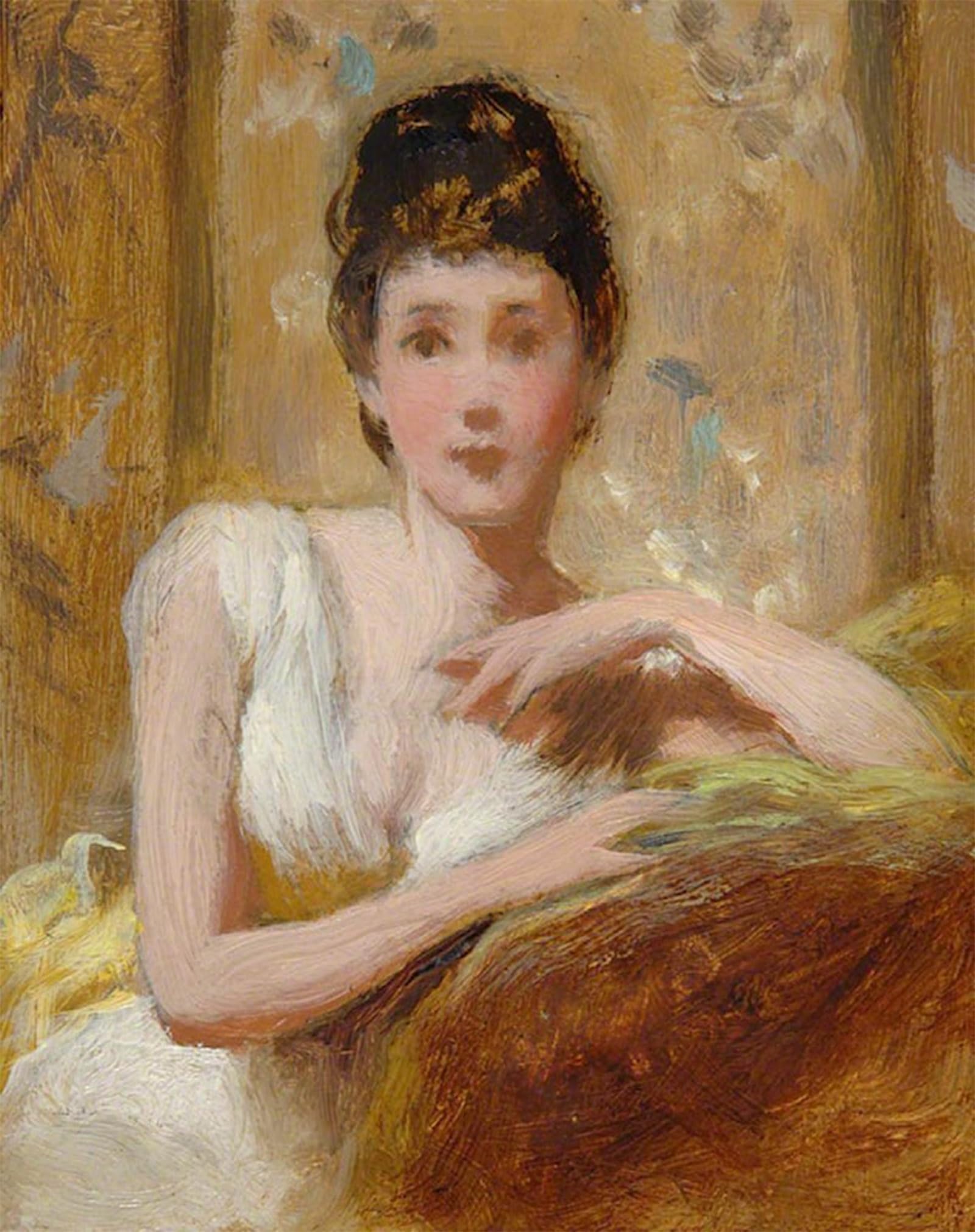POSTERIIk Famous Animal Posters Vintage Picture Seated Girl in White Dress George Elgar Hicks Modern Wall Decor for Home Decor 60x90cm