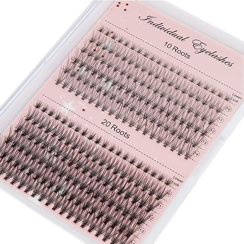 Losha Extensiones de pestañas en racimo 10D20D, pestañas individuales de 0.10.003 in de grosor, suministros de extensiones de pestañas de