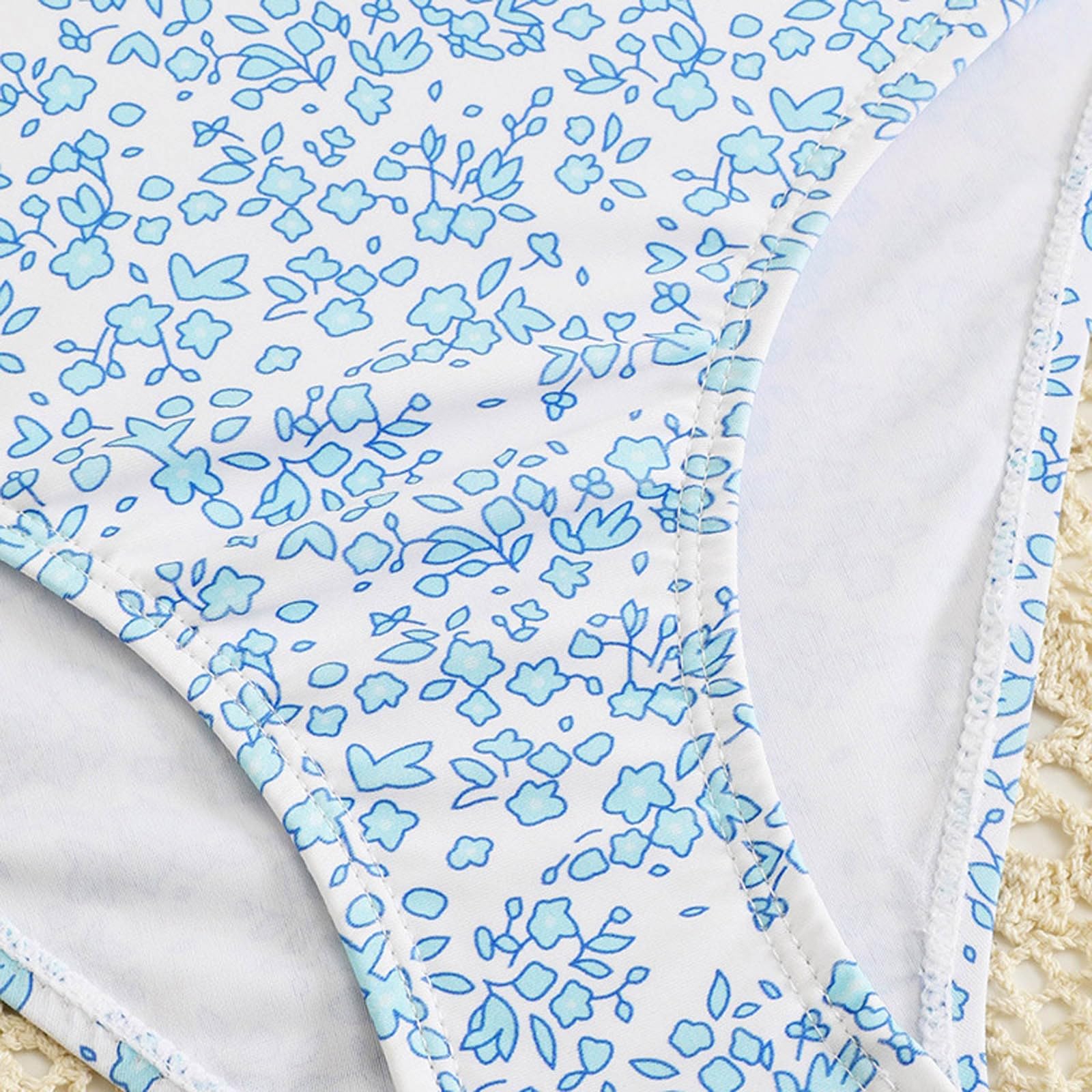 Generisch Disfraz de natación para niña, bonito traje de baño de tres piezas para niñas en verano con estampado cruzado, estampado teñido y estampado floral