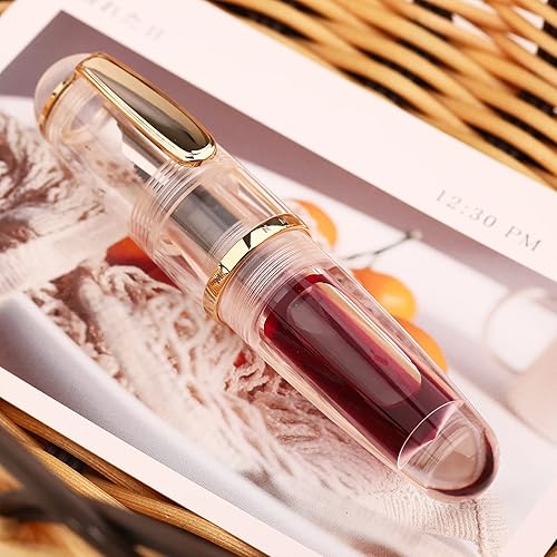 Miniatura 4 de Majohn Q1 - Pluma estilográfica de punta fina, pequeño hombre gordo transparente, con relleno de cuentagotas de bolsillo, gran capacidad