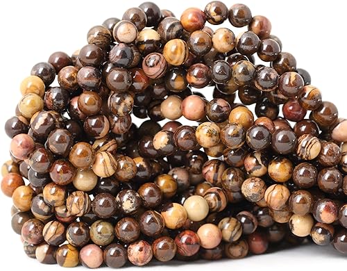60 cuentas redondas sueltas de jaspe natural de África de 0.236 pulgadas para hacer pulseras, collares, aretes, joyería, 1 cuerda de 15 pulgadas