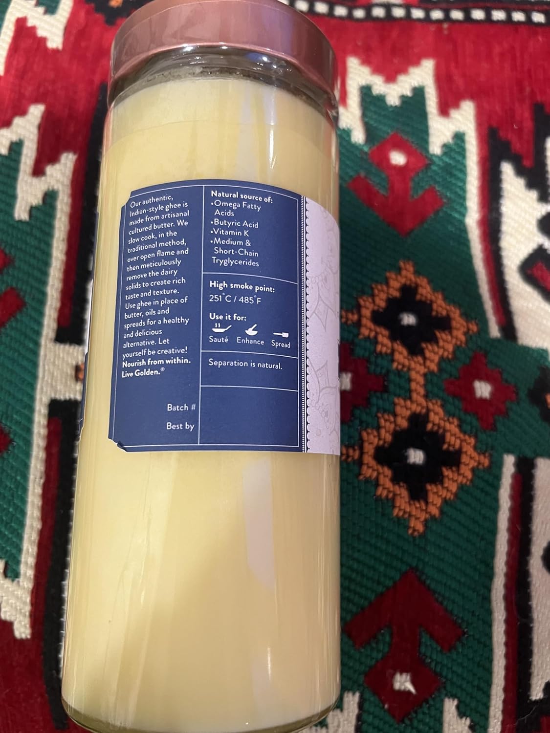Ahara Rasa Traditional Grass-Fed Ghee, Handmade Small Batch, Lactose & Casein Free (19oz)