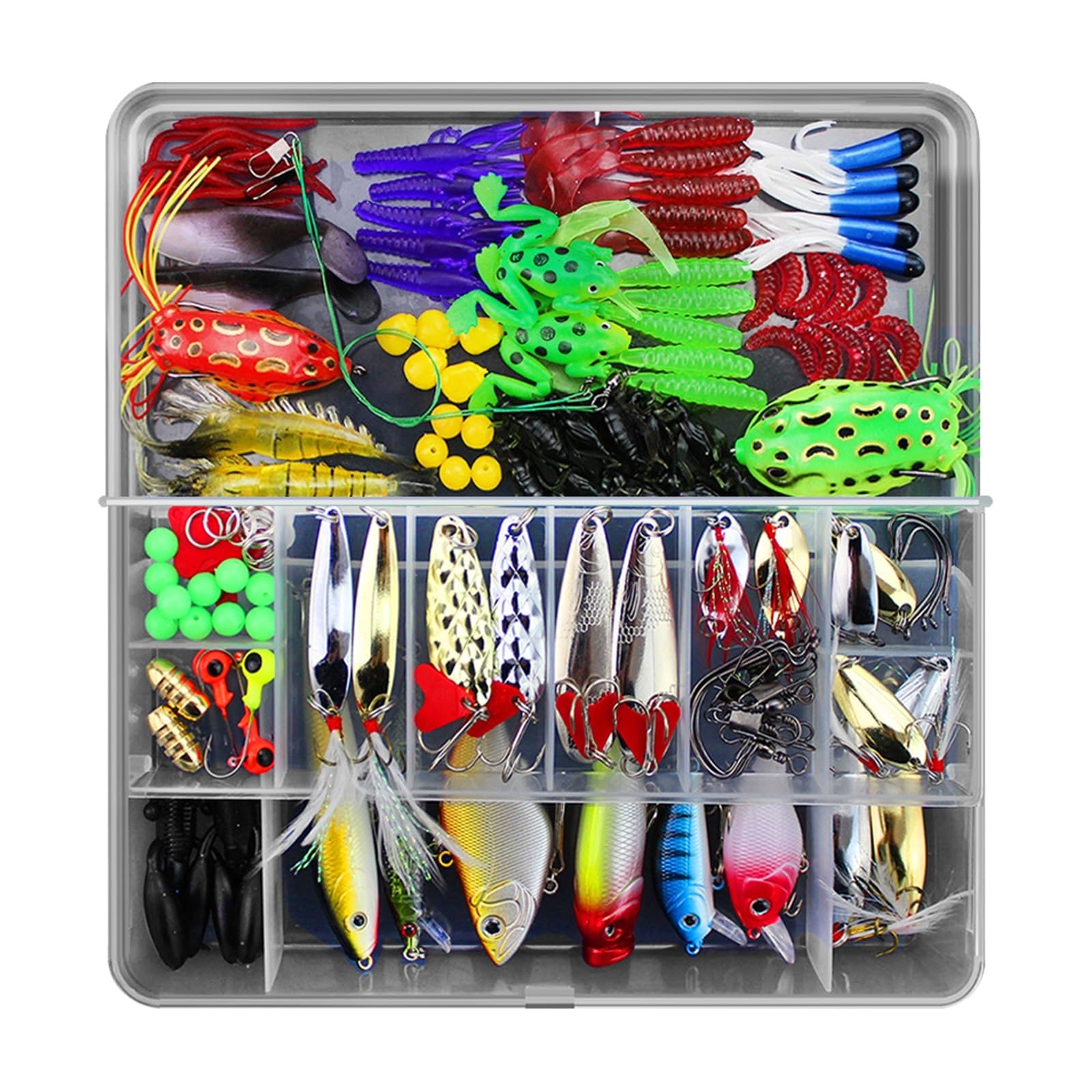 XILILHC 141-teiliges Angelzubehör-Set, Angelköder, Köder, Kurbelköder, Swimbaits, Jig-Haken, Angelausrüstung, Köder-Set Mit Tackle-Box