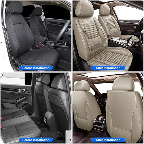 Vista 60 de Juego completo de fundas de asiento de automóvil para Volvo XC40 2019-2023 2024, fundas de asiento de cuero impermeables con compatible con bolsa