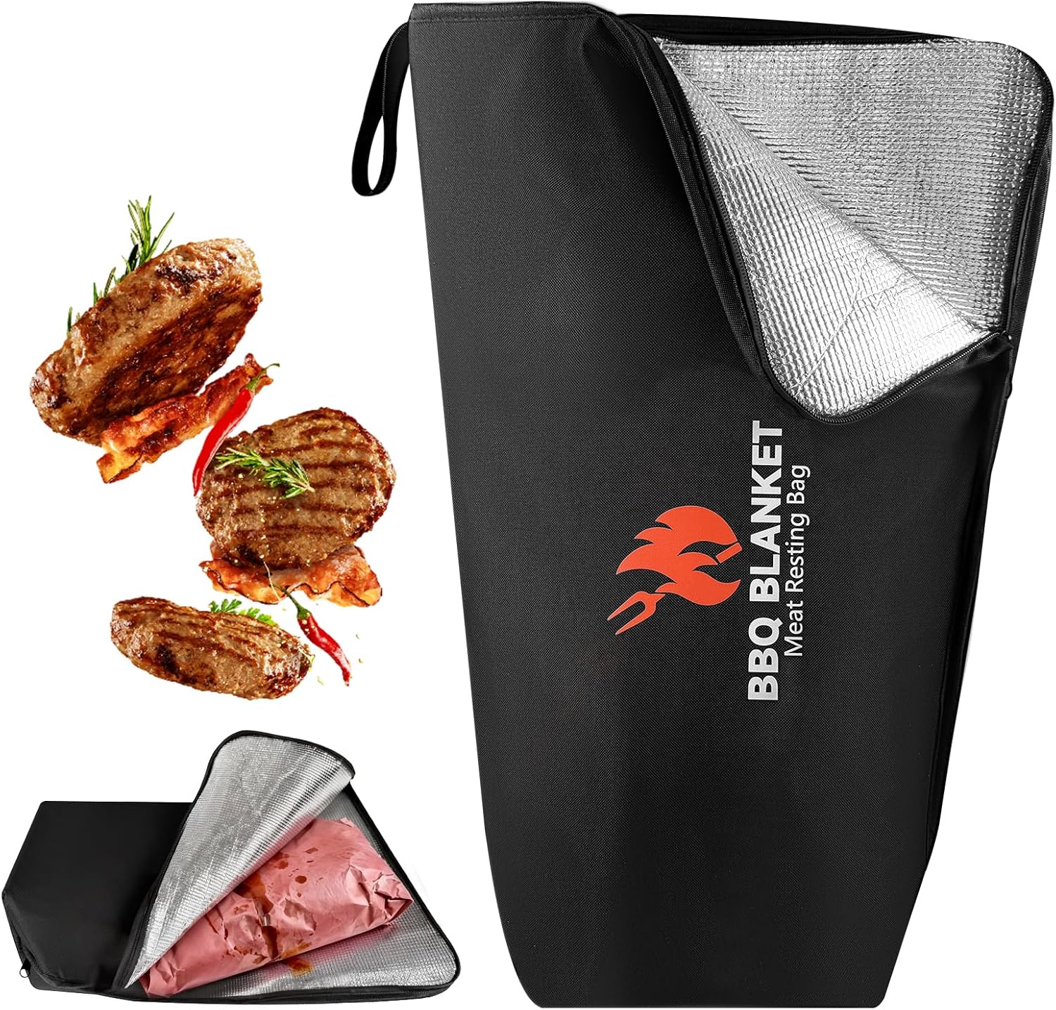 BANGIE BBQ Blanket for Resting Meat, Seamless Leakproof Smoker Bag, Insulated Meat Resting Bag for Large Brisket & Turkey, Grease-Resistant Smoker Accessories Gift for Men Dad Husband, 21in (Black)