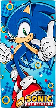 Clondo Sonic Fan Children's Beach Towel   Soft Polyester Microfibre   Sea and Pool Towel, Bright Colours, Gift Idea for Summer, Official Gadget