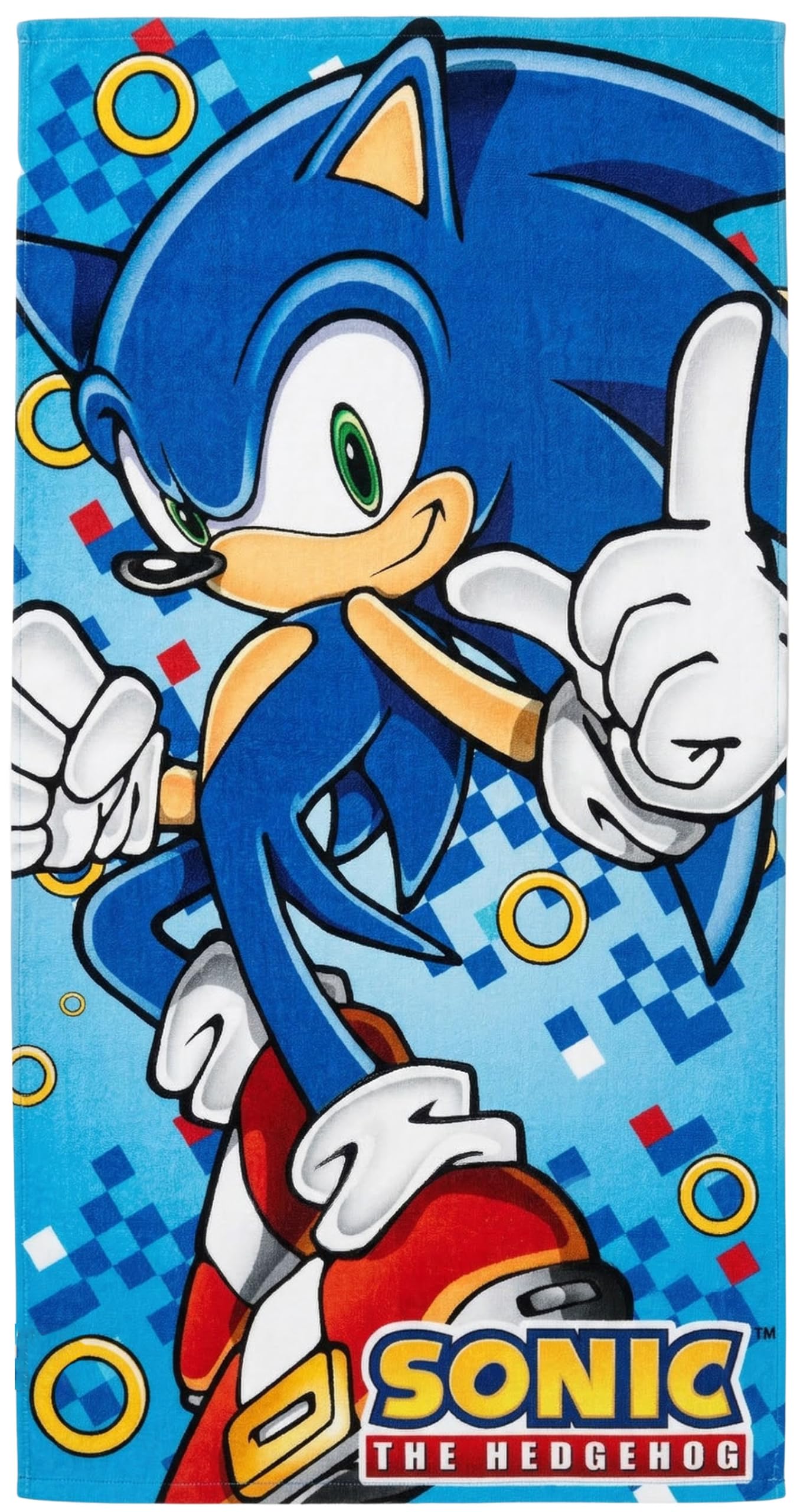 Clondo Strandtuch für Kinder für Sonic Fan – weiche Mikrofaser aus Polyester – Handtuch für Meer und Pool, lebendige Farben, Geschenkidee für den Sommer, offizielles Gadget