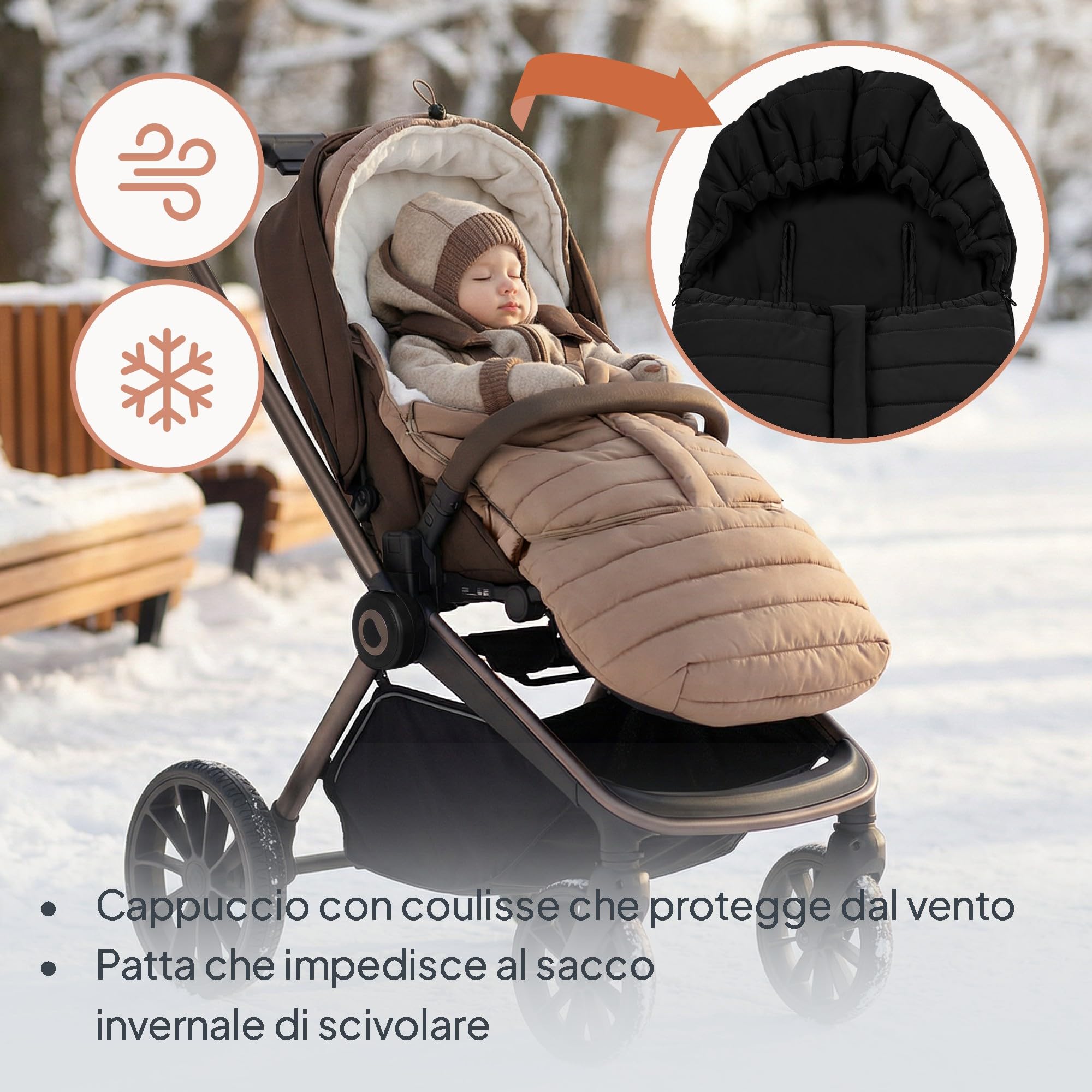 LIONELO Oli Sacco a Pelo Invernale Universale per Passeggino e Navicella | Impermeabile, Caldo, Imbottitura Anallergica, Aperture per Cinture a 5 Punti, Cerniera, Lavabile in Lavatrice, 101 x 45 cm