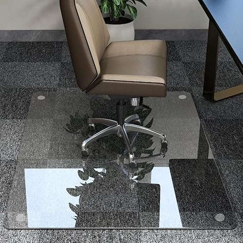 Miniatura 3 de Tapete para silla de 46 x 55 pulgadas, tapete para silla de oficina, tapete de vidrio templado para el hogar, oficina, alfombra, tapete transparente