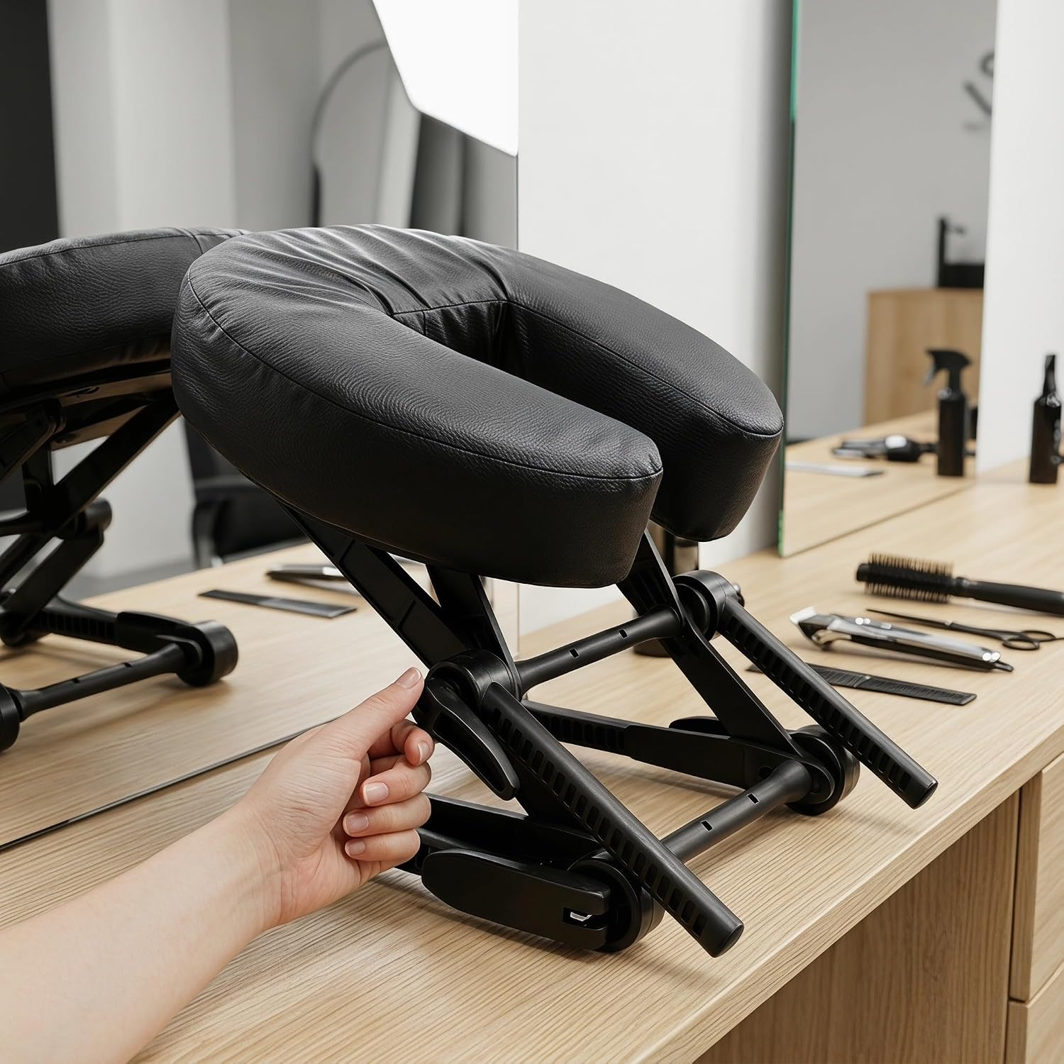 ORFOFE Adjustable Massage Table Headrest Pillow for Optimal Neck Support with Ergonomic U-Shaped Design, Soft Pu and Sponge Material for Beauty Beds and Massage Studios