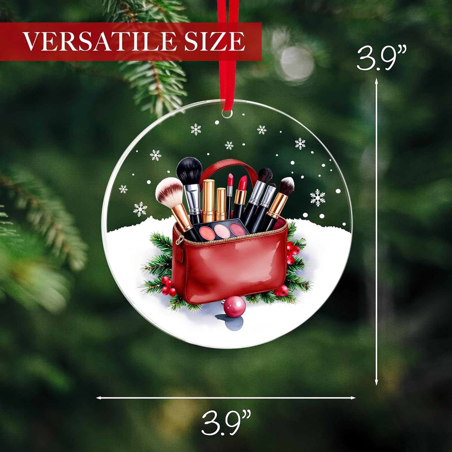 Makeup Ornament, Makeup Tool Ornaments for Christmas Tree - Lipstick Eyelash Brush Cosmetology Ornaments for Girls, Teenagers, Beauticians, Salon & Beautician Decorations (Make up Bag) - Image 3